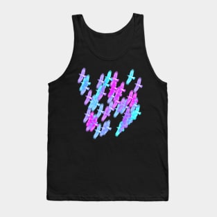 Murder of Crows in Cyan to Magenta Gradient Tank Top